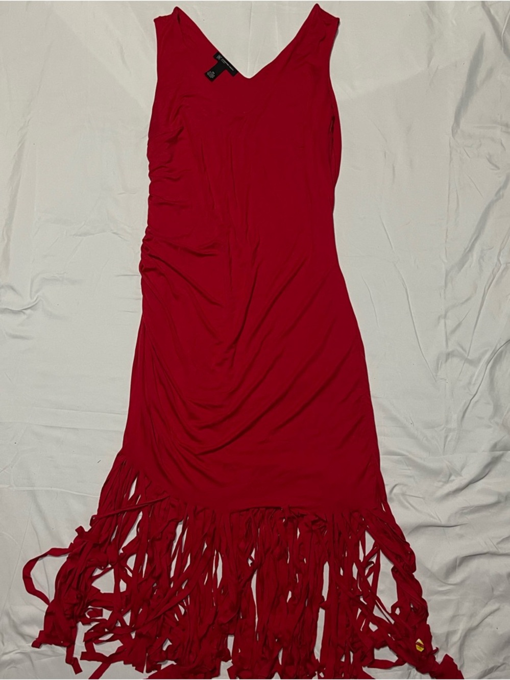 INC International Concepts Red Sleeveless Fringe-Hem Midi Dress